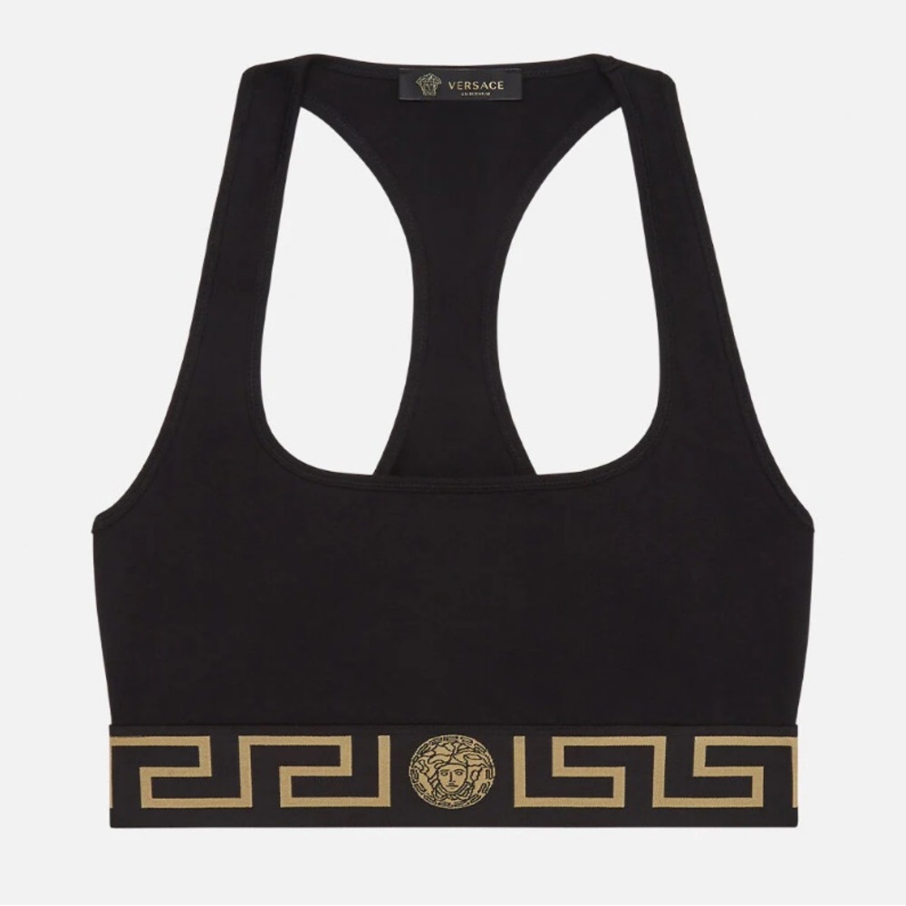NWT Versace Grecca Border Sports Bralette
